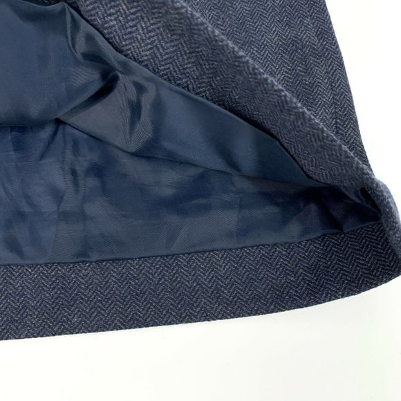 J.Crew Sidewalk Skirt Blue Herringbone Wool Blend Pull On Mini A Line - Picture 3 of 8